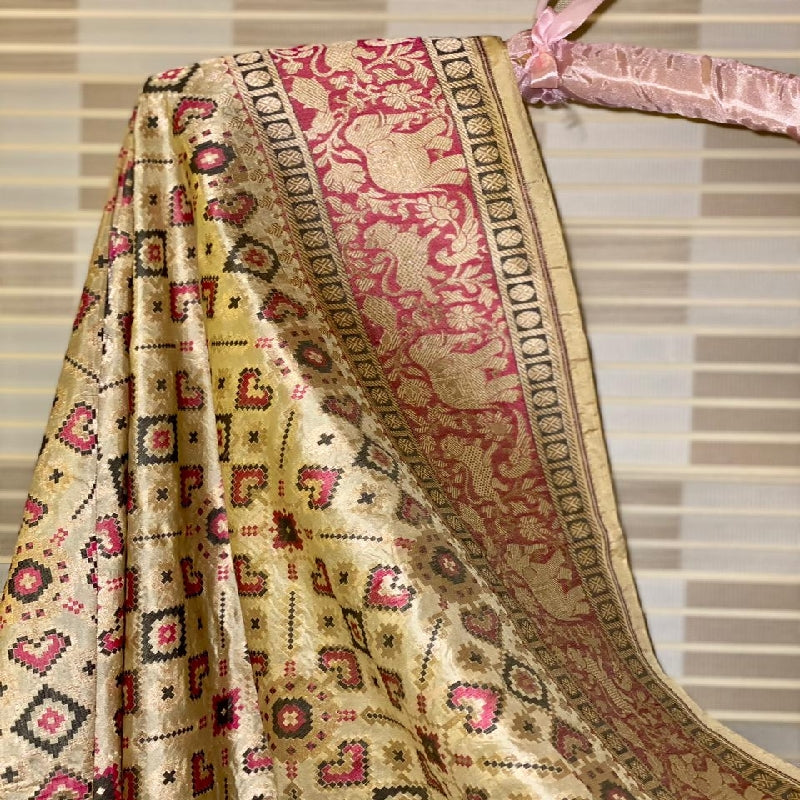 Cream Beige Banarasi Patola Dupatta
