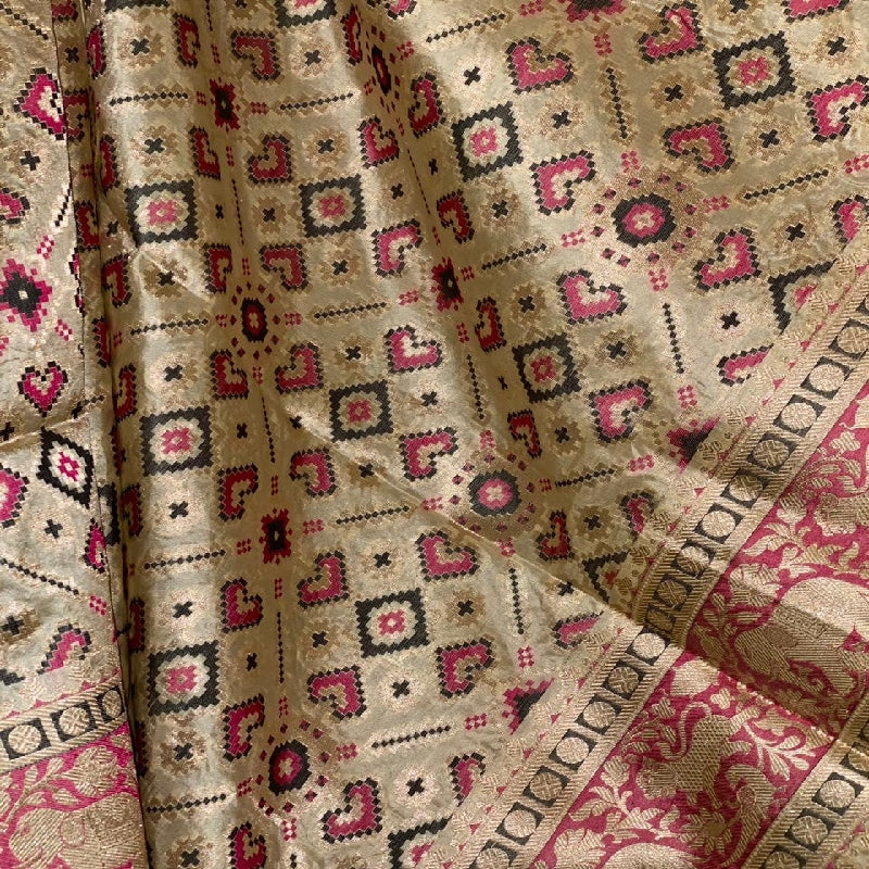 Cream Beige Banarasi Patola Dupatta
