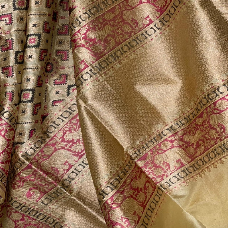 Cream Beige Banarasi Patola Dupatta
