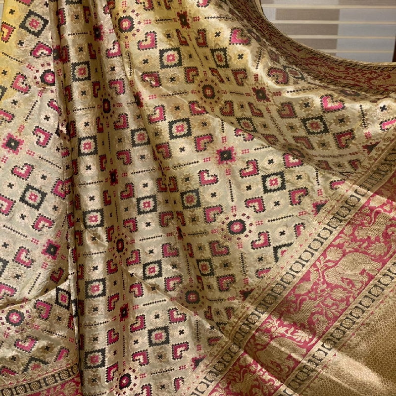 Cream Beige Banarasi Patola Dupatta