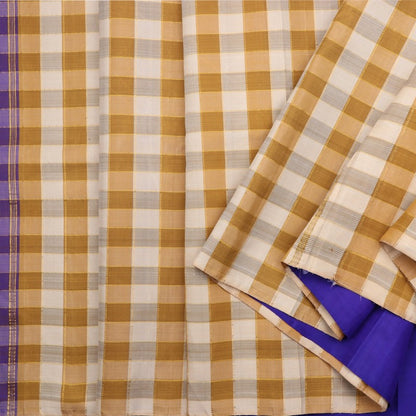 Handwoven Royal Blue Kanjivaram Silk Sari - WIIARIDNAM069 - Cover View