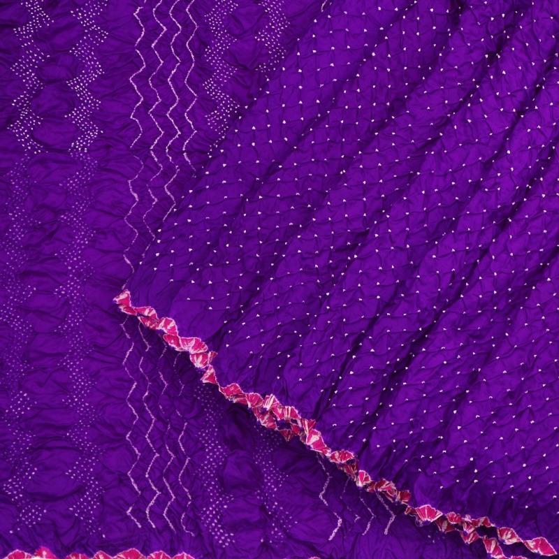 Violet Bandhini Habutai Silk Saree - WeaveinIndia