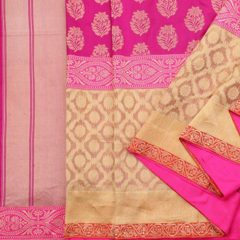 Handwoven Cream Banarasi Silk Tissue Sari - WIIRJ992009 - Cover View