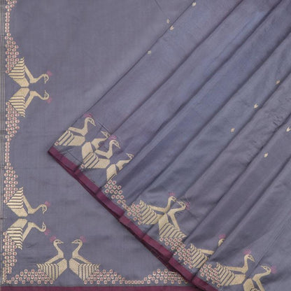 Mauve Banarasi Katan Silk Saree - WeaveinIndia