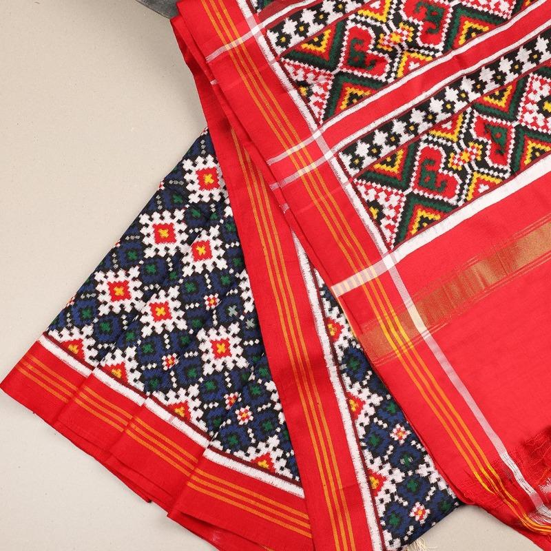 Blue Patan Patola Dupatta - WeaveinIndia