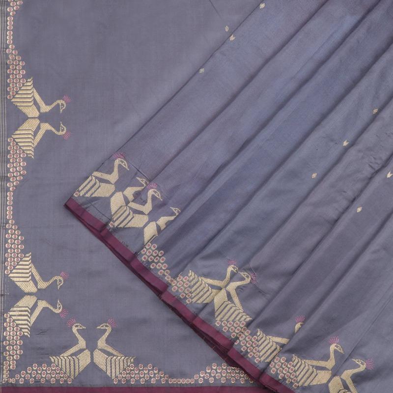 Mauve Banarasi Katan Silk Saree - WeaveinIndia