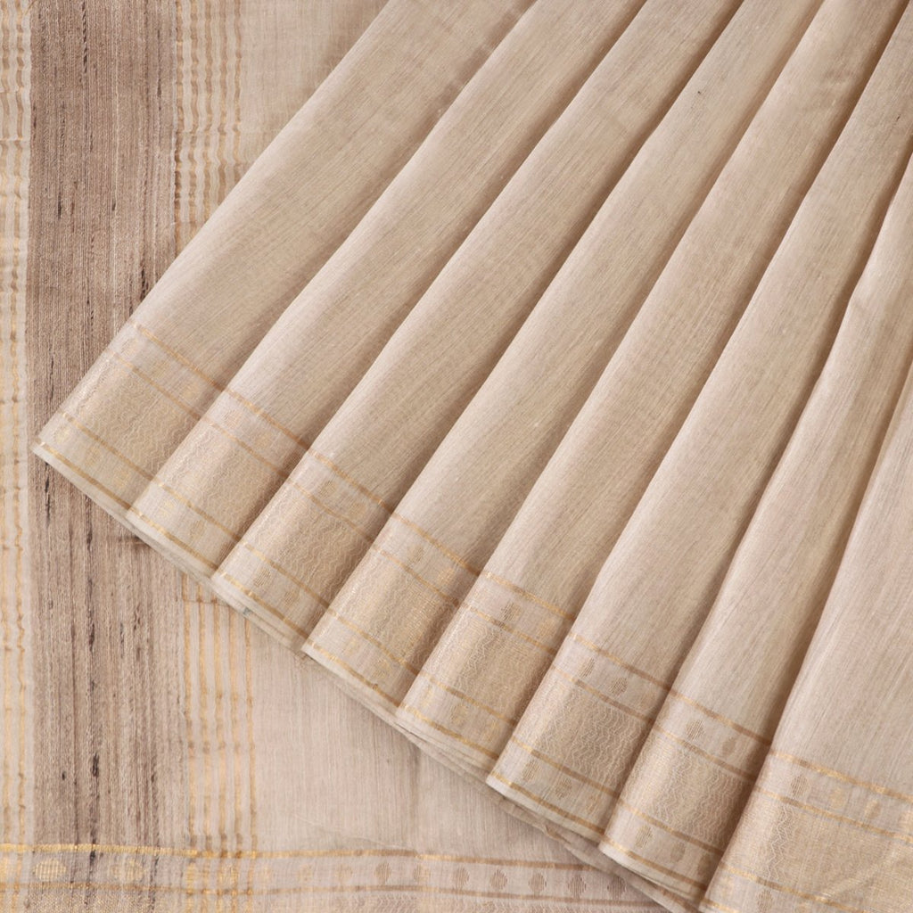 Handwoven Off-White Muga Tussar Silk Sari-WIIGS039- Cover View