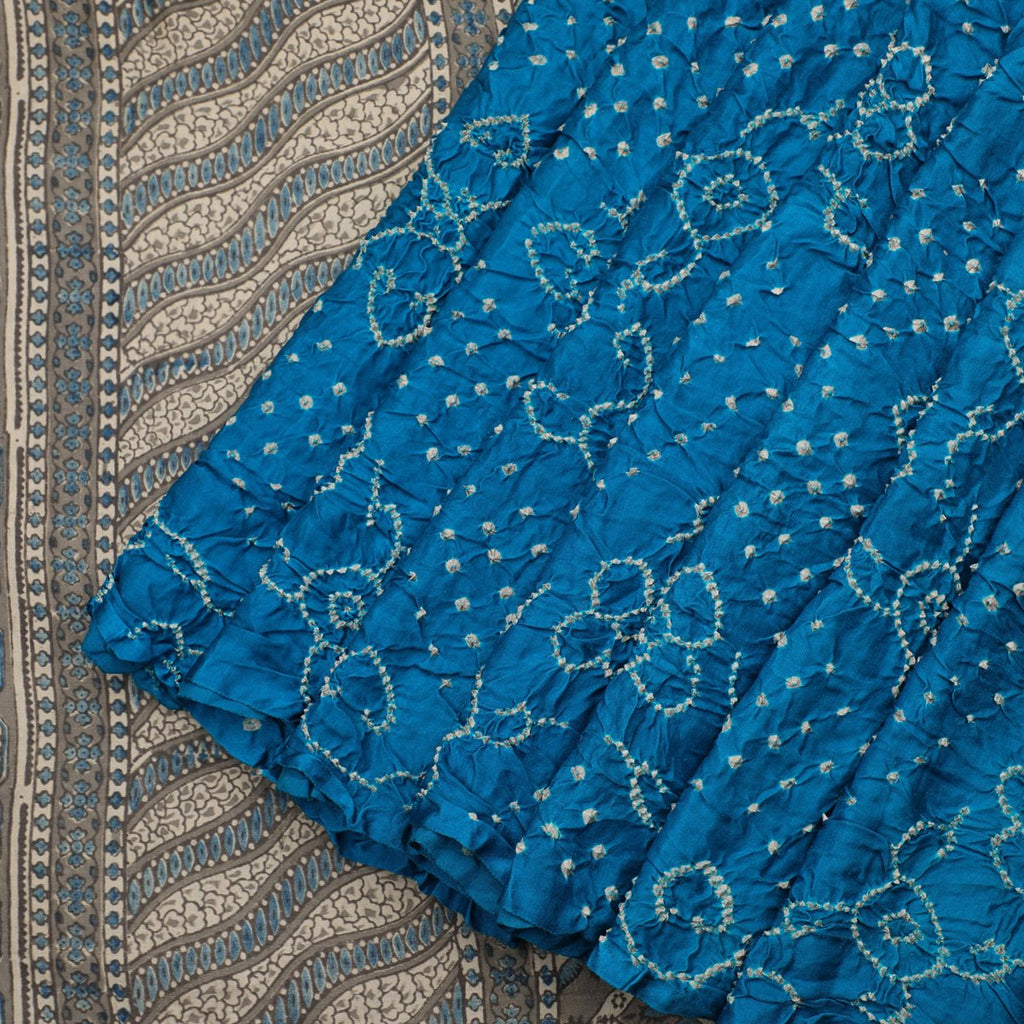 Handwoven Blue gajji silk bandhani saree- WIIAJB321 138 - WeaveinIndia