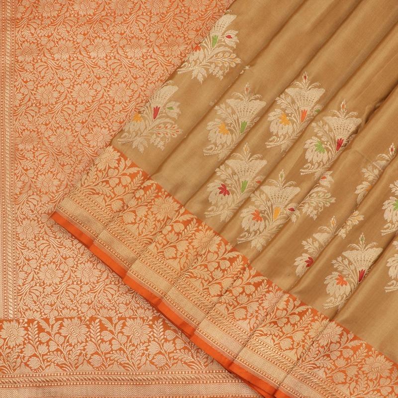 Golden Banarasi Silk Saree - WeaveinIndia