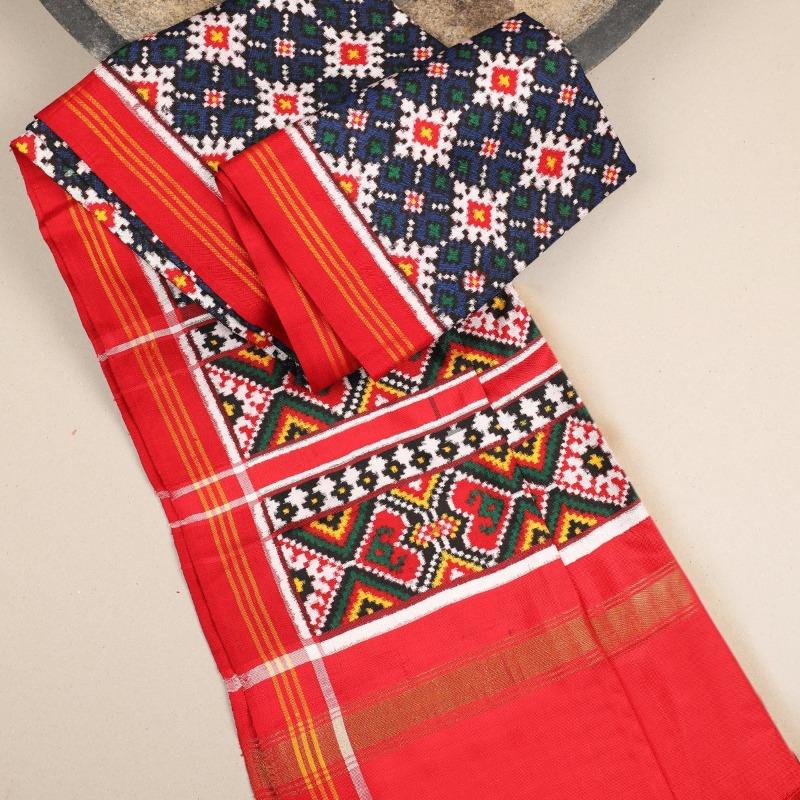 Blue Patan Patola Dupatta - WeaveinIndia