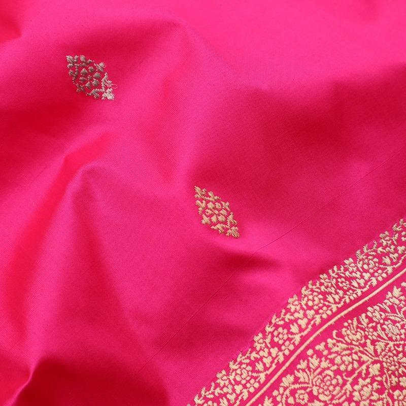 Fuchsia Katan Banarasi Silk  Saree - WeaveinIndia