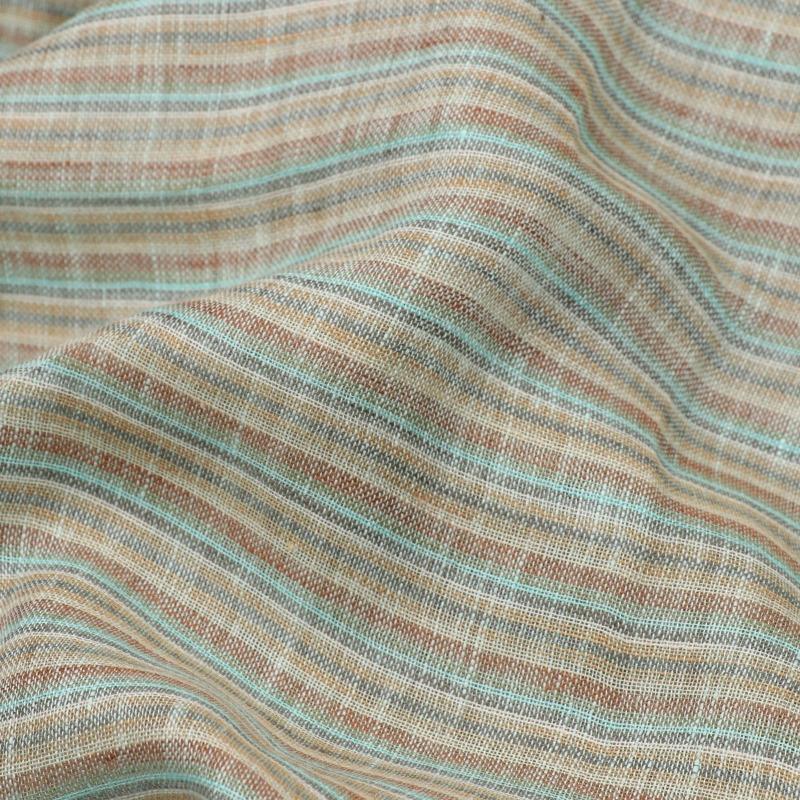 HANDWOVEN SHADES OF BLUE LINEN SARI-WIIGS056- Fabric View