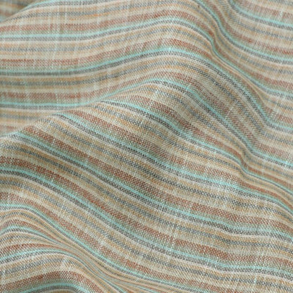 HANDWOVEN SHADES OF BLUE LINEN SARI-WIIGS056- Fabric View