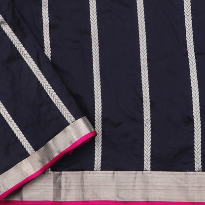 Handwoven Black Banarasi Katan Silk Sari - WIIBTARIDNAM005 - Blouse View
