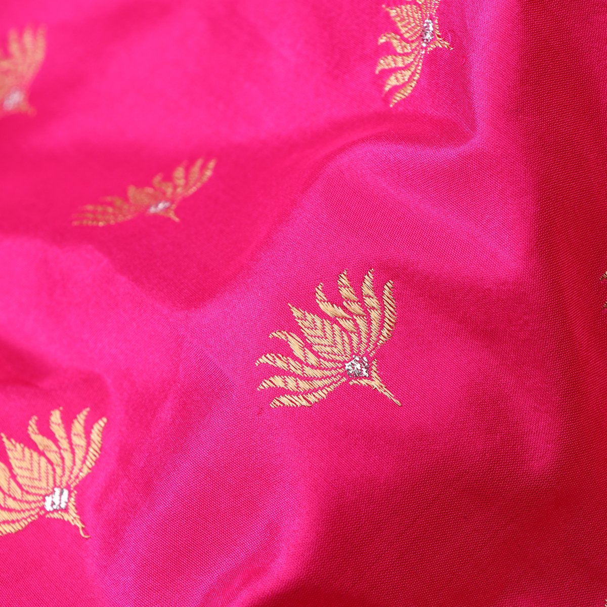 Handwoven Rani Pink Banarasi Silk Sari - WIIBT0017 - Design View