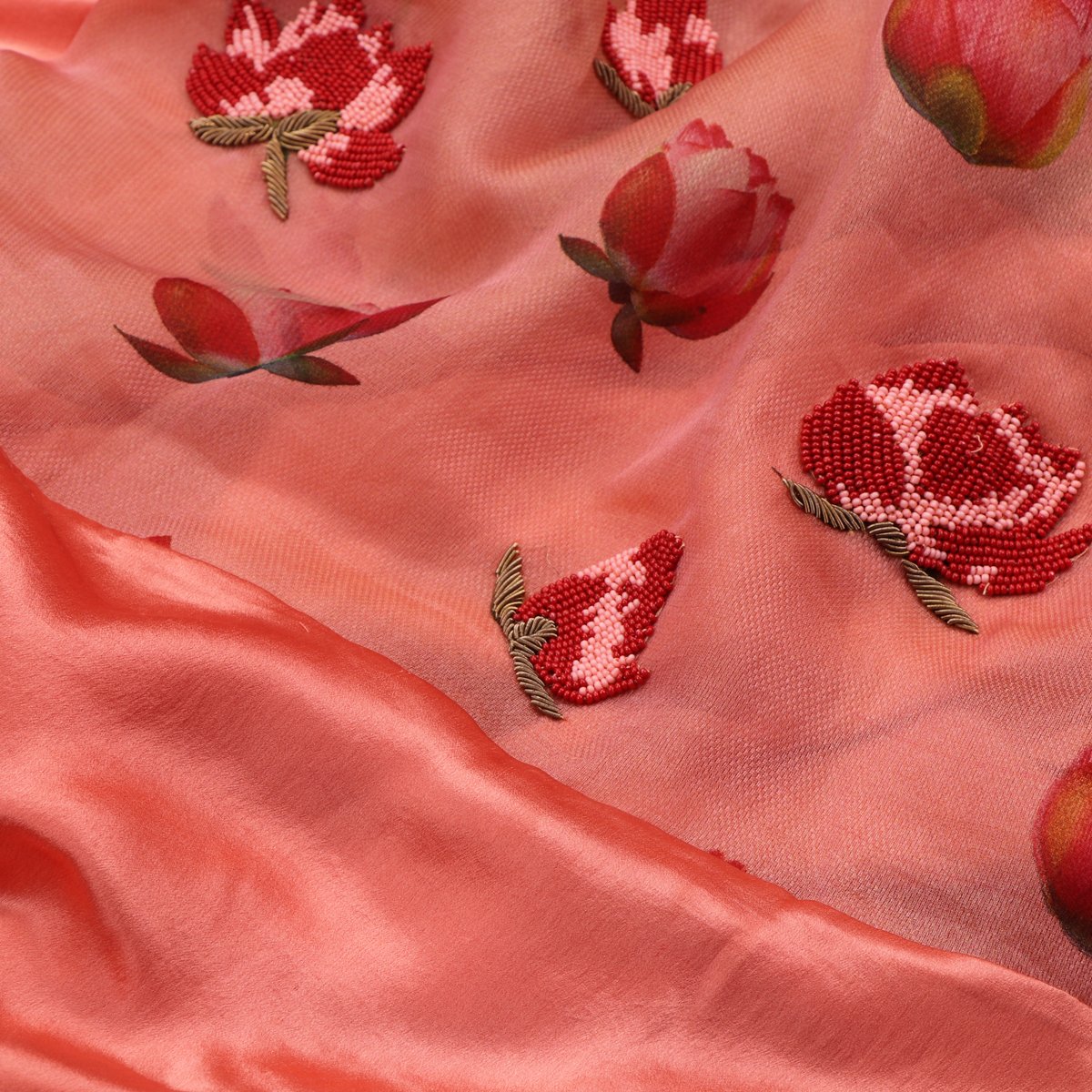 Eco Friendly Digital Print And Bead work Embroidery  - WIIARIDNAMSS0128 - Fabric View