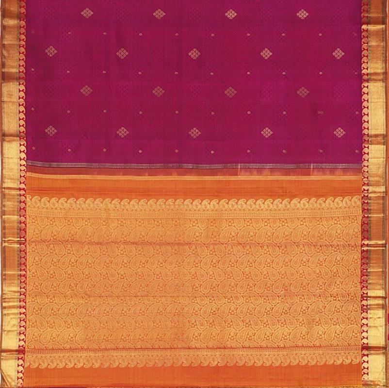 Magenta Purple Kanjivaram Silk Saree - WeaveinIndia