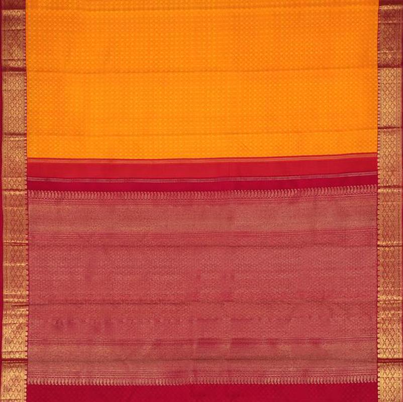 Sunset Orange Kanjivaram Silk Saree - WeaveinIndia