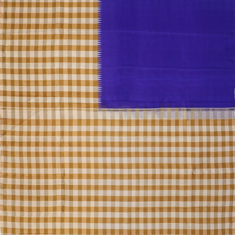 Handwoven Royal Blue Kanjivaram Silk Sari - WIIARIDNAM069 - Full View