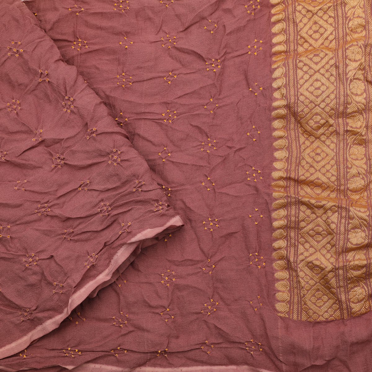 Handwoven Canyon Rose Pink Bandhini Banarasi Georgette Sari  - WIIAJB088 - Blouse View