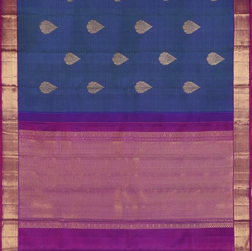 Royal Blue Kanjivaram Silk Saree - WeaveinIndia