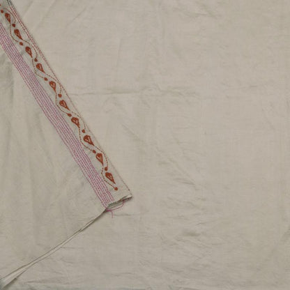 Handwoven Bengal Cotton Sari with Kantha Embroidery - WIIARIDNAMSS114 - Blouse View