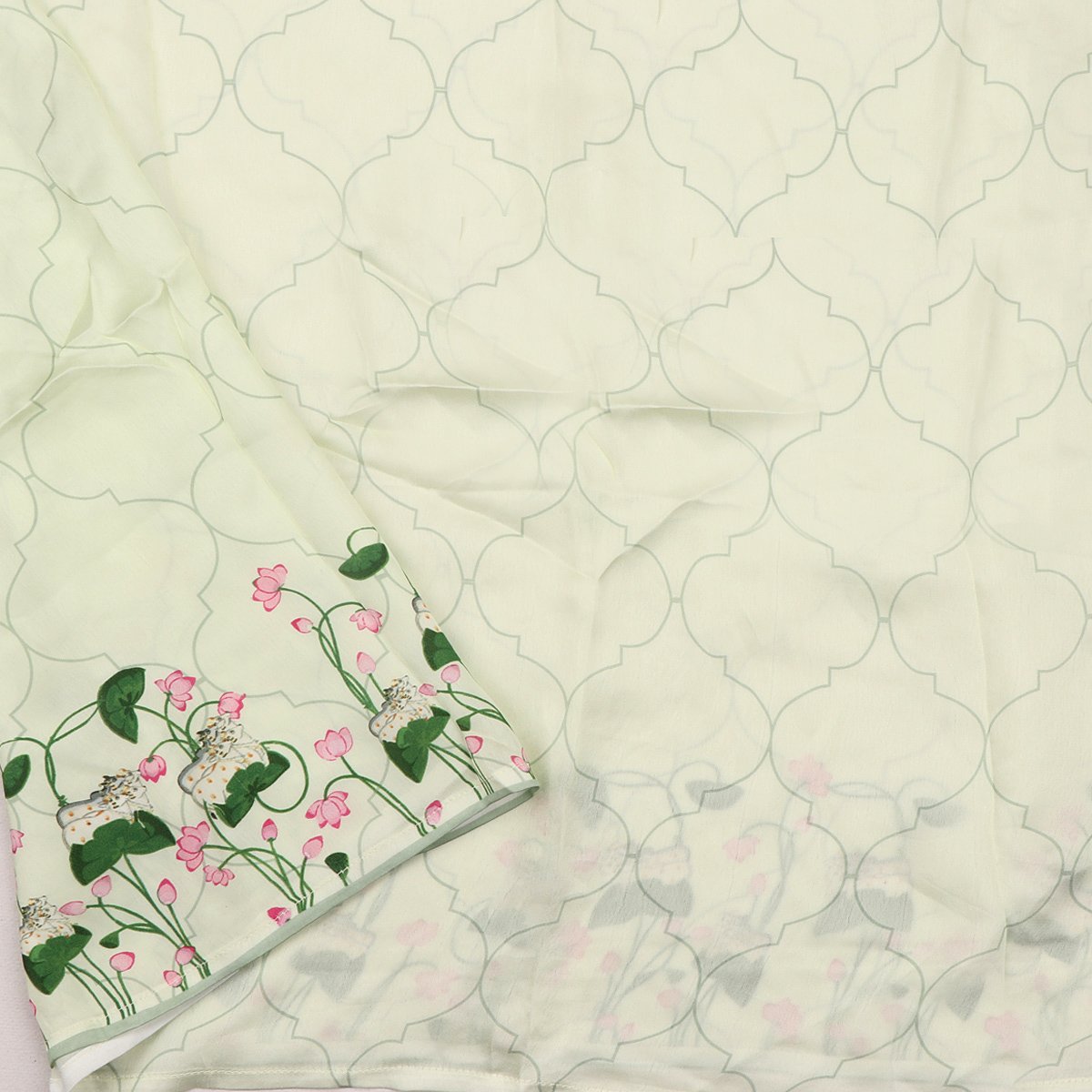 Jharokha-e-phool Digitally printed chanderi Sari - WeaveinIndia