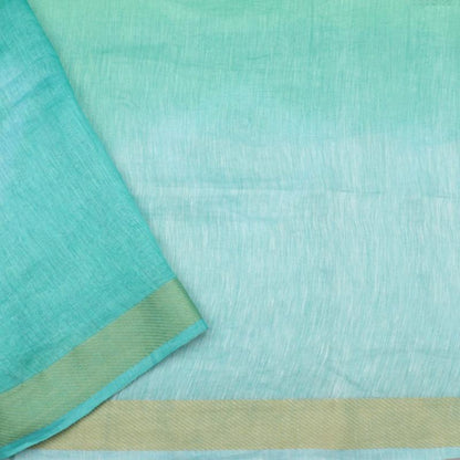 HANDWOVEN ICE BLUE LINEN SARI-WIIGS053- Blouse View