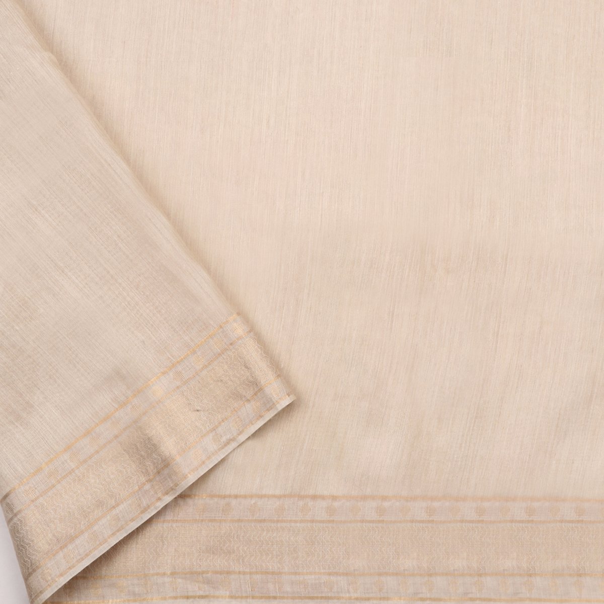 Handwoven Off-White Muga Tussar Silk Sari-WIIGS039 - Blouse View