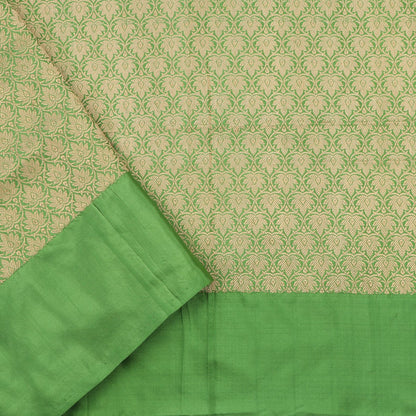 Handwoven Parrot Green Banarasi Silk Sari - WIIBT0090 - Blouse View