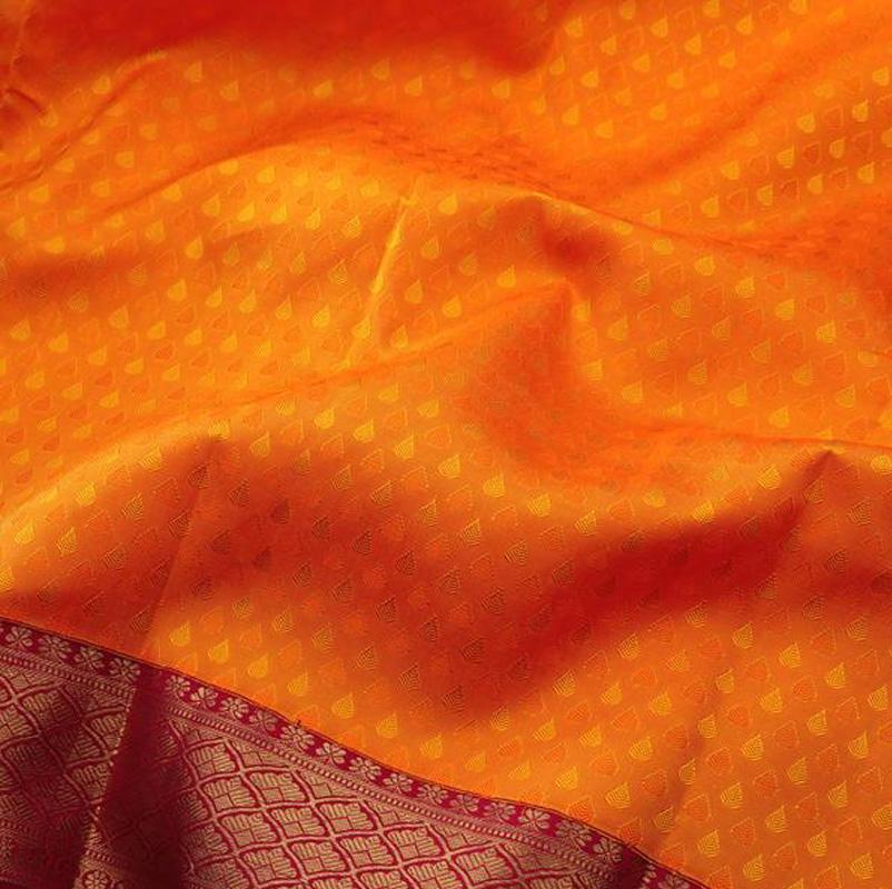Sunset Orange Kanjivaram Silk Saree - WeaveinIndia