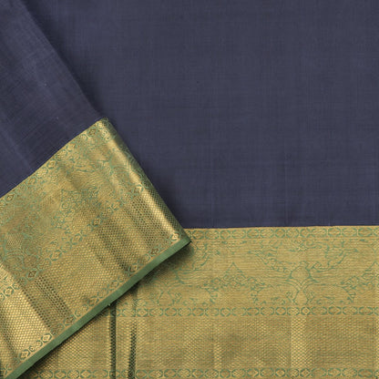 Handwoven Navy Blue Kanjivaram Silk Sari - WIIARIDNAM075 - Blouse View