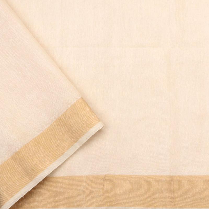 Handwoven Off-White Muga Tussar Silk Sari With Butta Pallu-WIIGS042-Blouse View