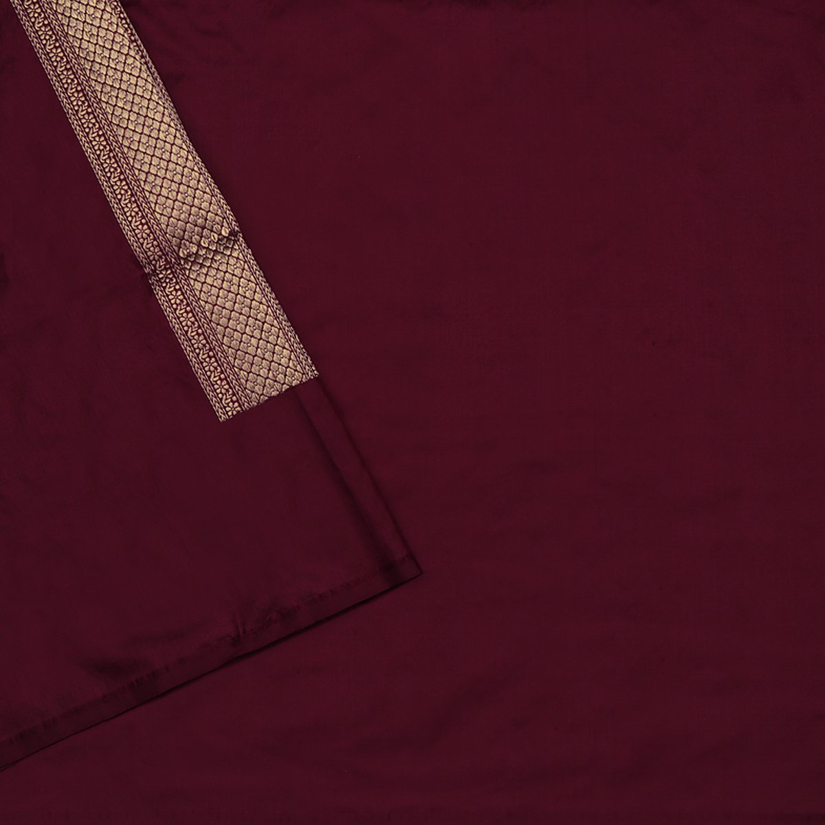 Handwoven Burgundy Banarasi Silk Sari - WIIKBDA0005 - Blouse View