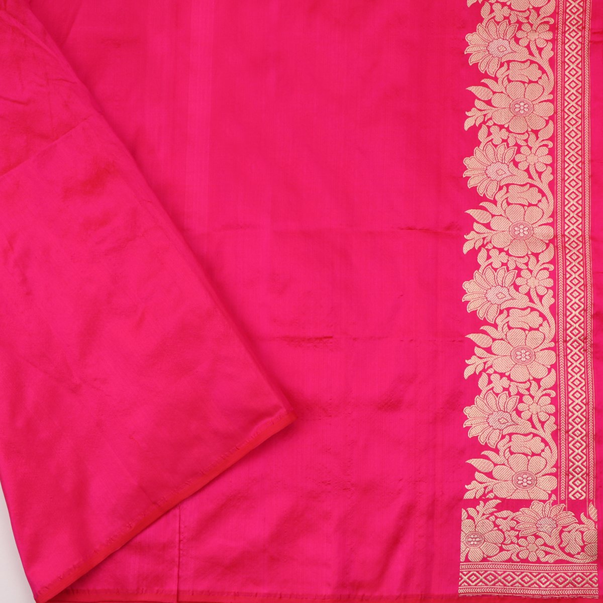 Handwoven Rani Pink Banarsai Silk Sari - WIIBT0044 - Blouse View