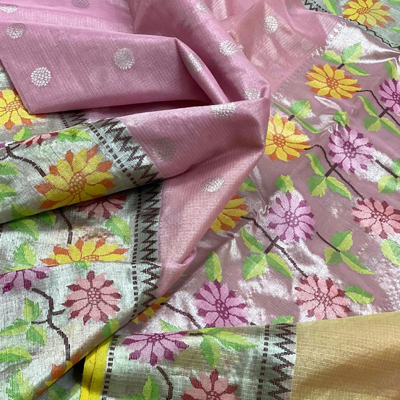 Pink Kota Silk Saree- Pre order - WeaveinIndia
