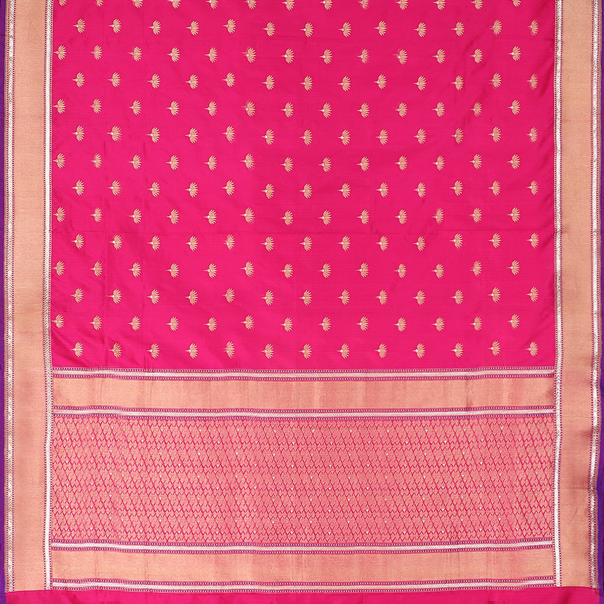 Handwoven Rani Pink Banarasi Silk Sari - WIIBT0017 - Full View