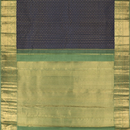 Handwoven Navy Blue Kanjivaram Silk Sari - WIIARIDNAM075 - Full View