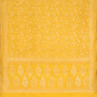 Handwoven Canary Yellow Banarasi Silk Sari-WIIGS051-Full View