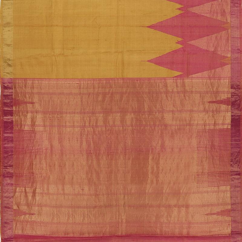 Handwoven Dandelion Yellow Bengal Jamdani Sari - WIIARIDNAM040 - Full View