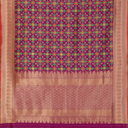 Royal Purple Patola Banarasi Silk Saree - WeaveinIndia