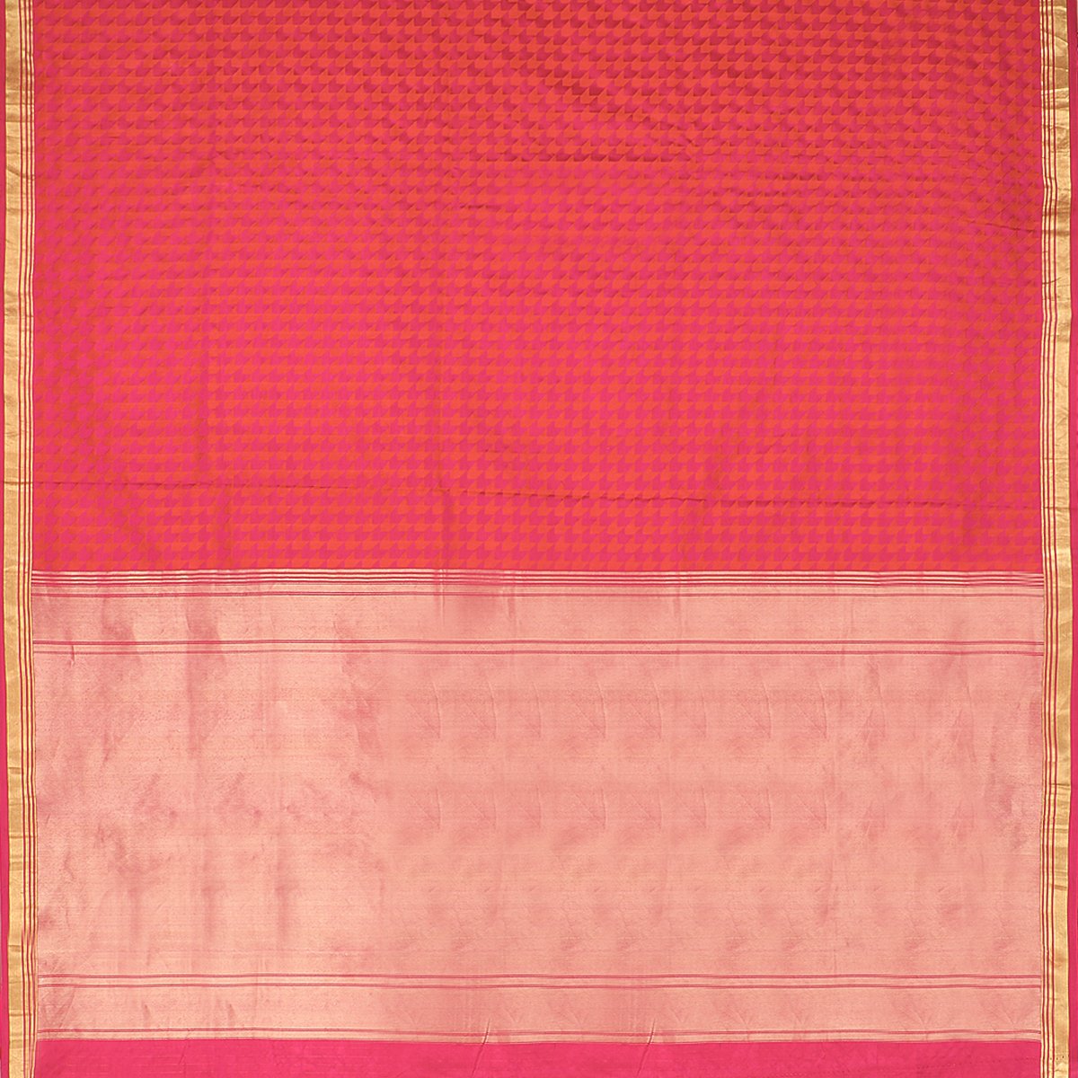 Handwoven Pink Red Banarasi Silk Sari - WIIBT0098 - Full View