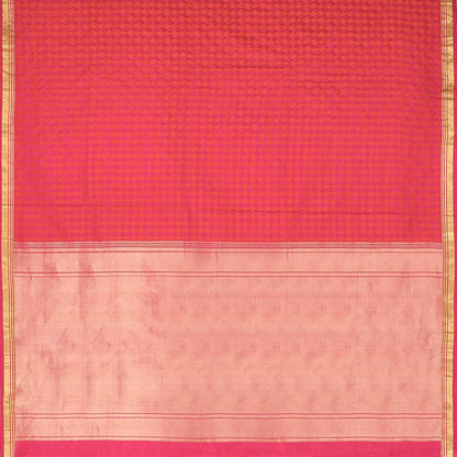 Handwoven Pink Red Banarasi Silk Sari - WIIBT0098 - Full View