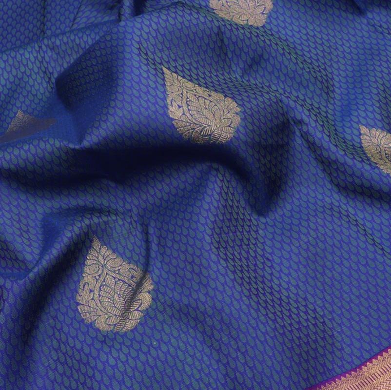 Royal Blue Kanjivaram Silk Saree - WeaveinIndia