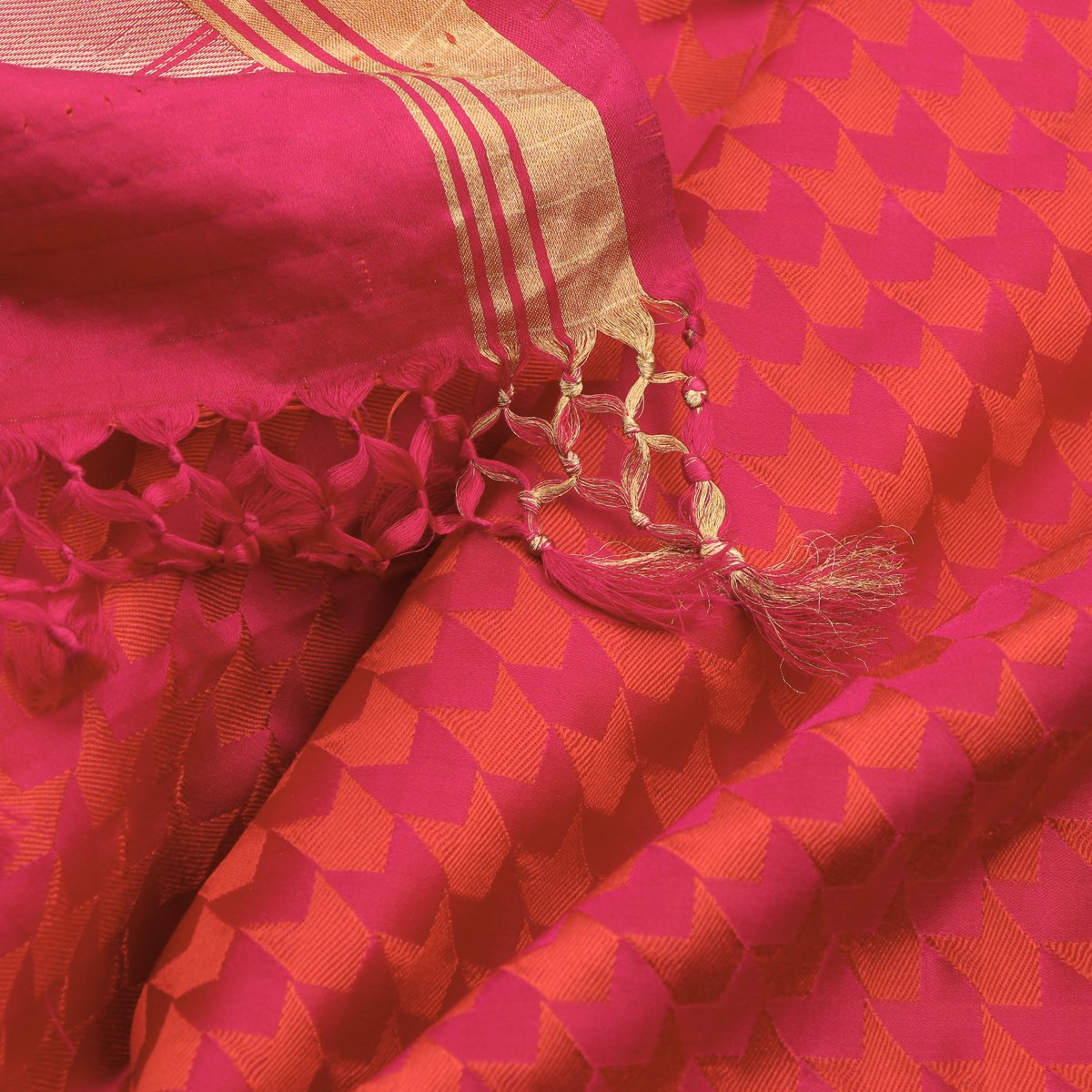 Handwoven Pink Red Banarasi Silk Sari - WIIBT0098 - Design View