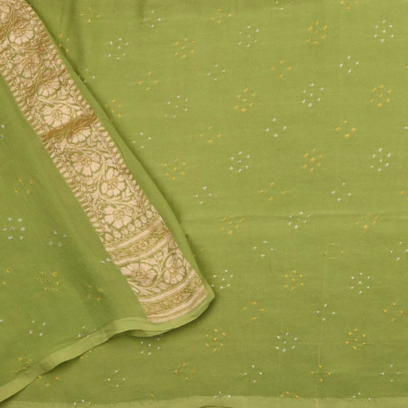 Meadow Green Bandhani Banarasi Georgette Saree