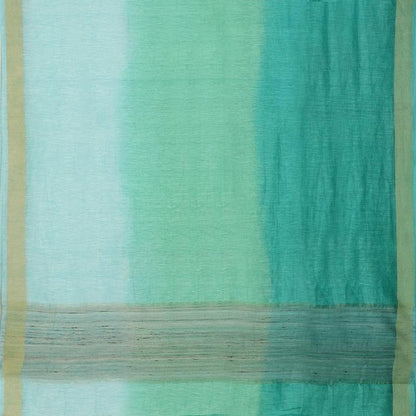 HANDWOVEN ICE BLUE LINEN SARI-WIIGS053- Full View