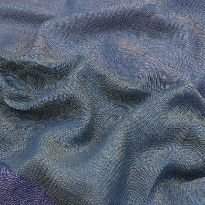 HANDWOVEN BLUE LINEN SARI-WIIGS052- Design View