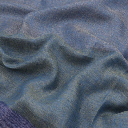 HANDWOVEN BLUE LINEN SARI-WIIGS052- Design View