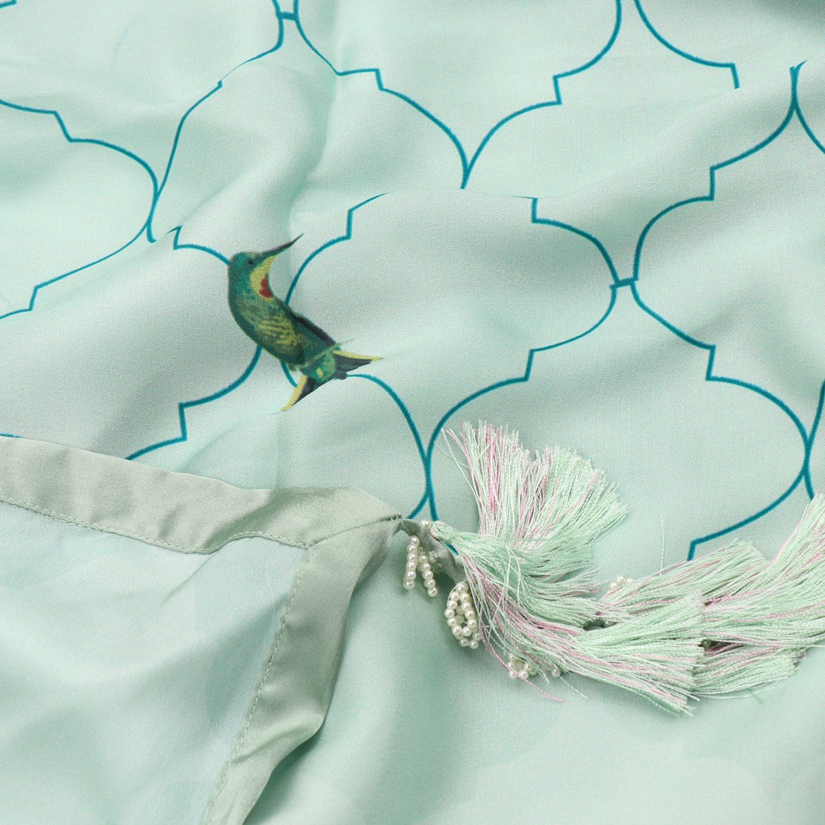 Digitally Printed Mint Green Jharokha-e-phool sari- WIIAKALICO SS23 - WeaveinIndia